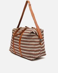 Bolsa fin de semana con estampado jacquard y asa bandolera extraíble