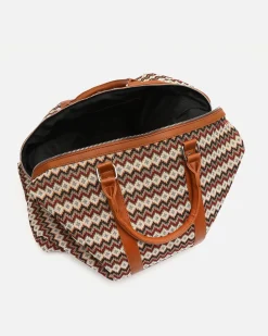 Bolsa fin de semana con estampado jacquard y asa bandolera extraíble