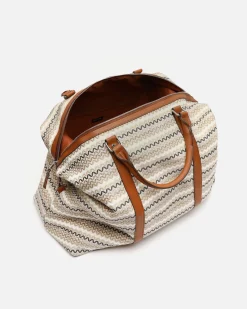 Bolsa fin de semana con estampado jacquard y bandolera extraíble