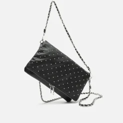 Bolso bandolera con doble asa y detalles metalizados