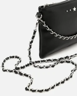 Bolso bandolera de fiesta pequeño con doble cadena extraíble y detalles metálicos