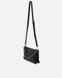 Bolso bandolera pequeño con doble cadena extraíble y detalles metálicos