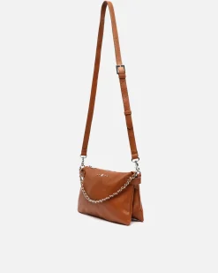 Bolso bandolera pequeño con doble cadena extraíble y detalles metálicos