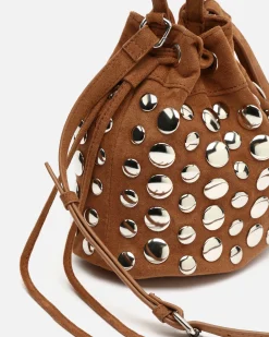 Bolso bucket efecto ante con tachas
