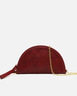Bolso de fiesta en media luna trenzado con asa bandolera extraíble