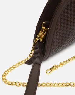 Bolso de fiesta en media luna trenzado con asa bandolera extraíble