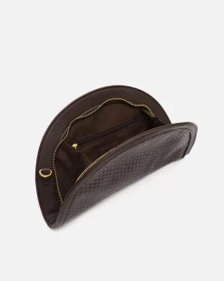 Bolso de fiesta en media luna trenzado con asa bandolera extraíble