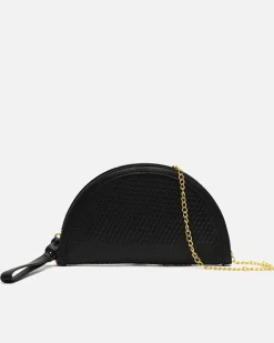 Bolso de fiesta en media luna trenzado con asa bandolera extraíble