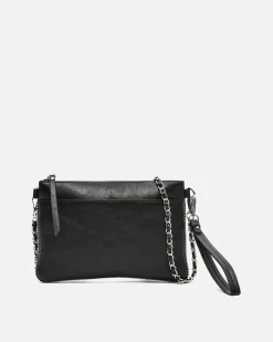 Bolso de fiesta pequeño con detalles metálicos y asa bandolera extraíble