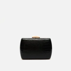 Bolso de mano de fiesta con correa animal print metalizado