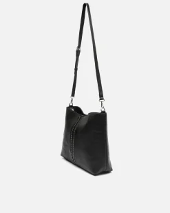 Bolso hobo con detalles metálicos y neceser e asa bandolera extraíble