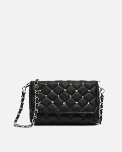 Bolso mini acolchado con detalles metálicos
