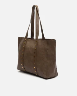 Bolso shopper grande con neceser extraíble y detalles metálicos