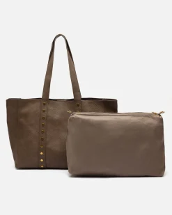 Bolso shopper grande con neceser extraíble y detalles metálicos