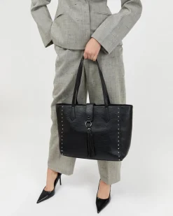 Bolso shopper grande con detalles metálicos