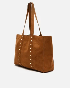 Bolso shopper grande efecto ante con neceser extraíble y detalles metálicos
