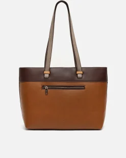 Bolso shopper grande tricolor con detalle colgante