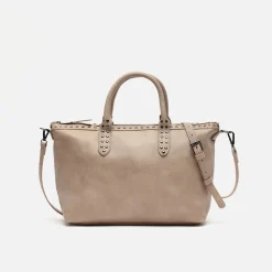 Bolso tote con asa bandolera y detalles metálicos