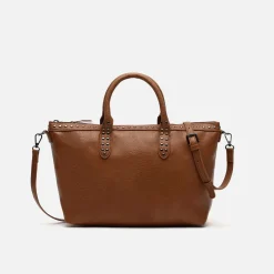 Bolso tote con asa bandolera y detalles metálicos