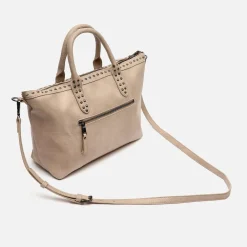 Bolso tote con asa bandolera y detalles metálicos