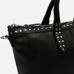 Bolso tote con asa bandolera y detalles metálicos