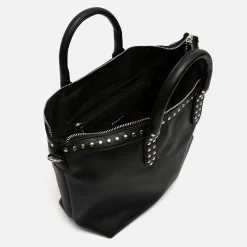 Bolso tote con asa bandolera y detalles metálicos