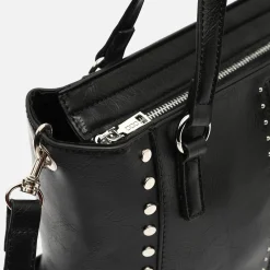Bolso tote mediano con asa bandolera extraíble y detalles metálicos