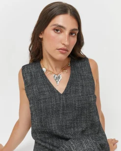 Collar corto bicolor con detalles maxi