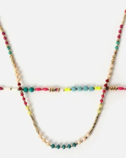 Conjunto de collar largo multicolor