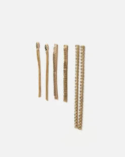 Pack de pendientes largos con strass