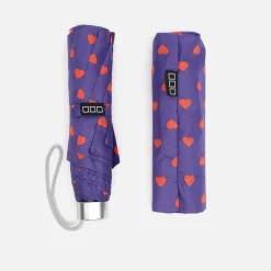 Paraguas plegable con estampado de corazones